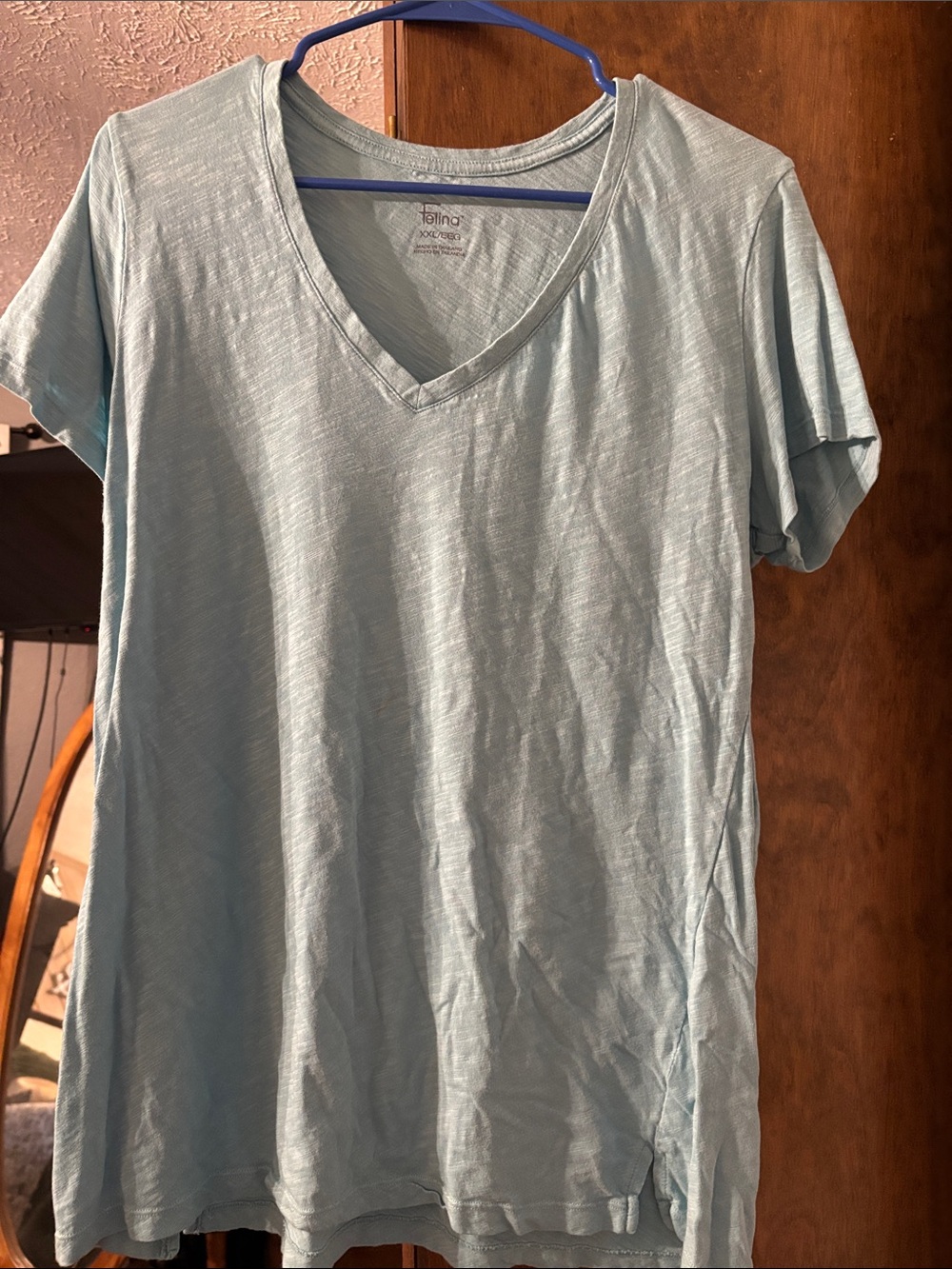 Felina Light Blue Women's V-Neck Short Sleeve Tee